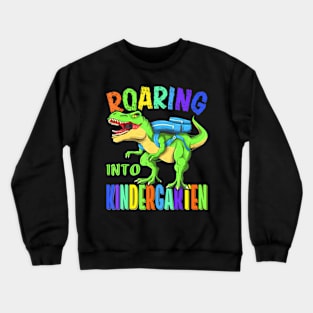 Roaring Into Kindergarten Dinosaur T Rex Back To School Boys Crewneck Sweatshirt